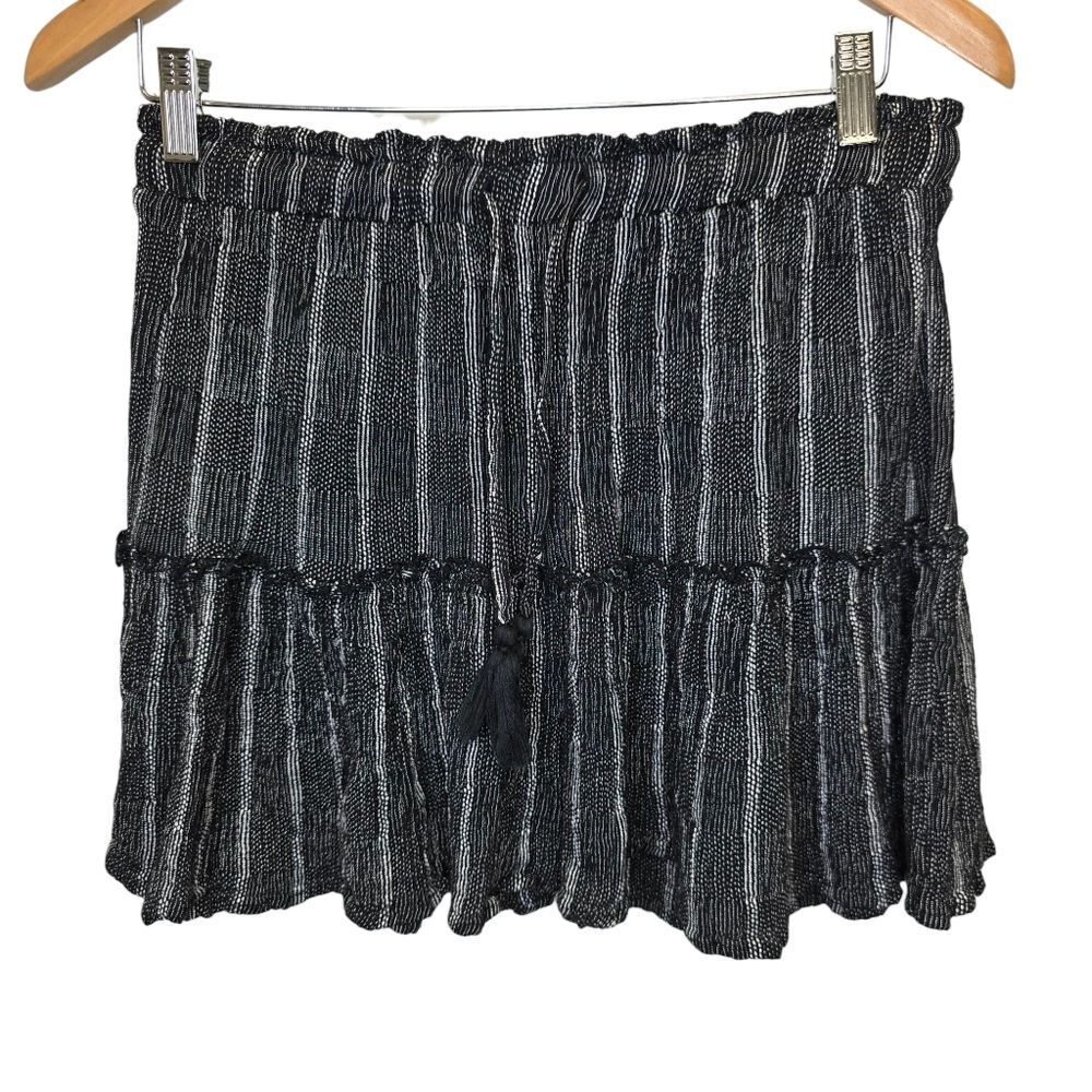 Elan Women's L Black and White Striped Tiered Skirt Only